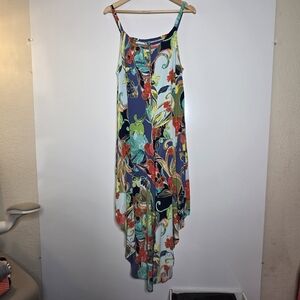 Ivy Street 100% Rayon Colorful tropical Floral High-Low boho casual romper XL